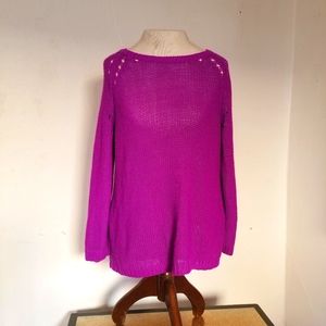 Open Knit Neon Purple Sweater
